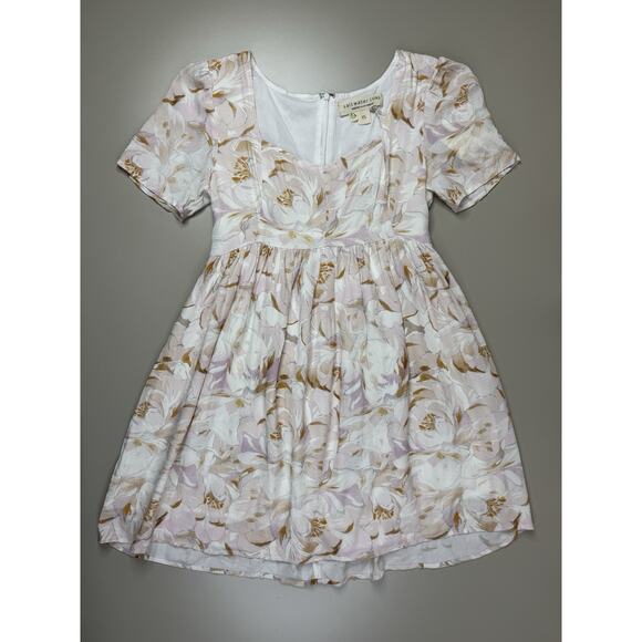 Saltwater Luxe Floral Short Sleeve Dress Womens XS White Pastel Pink Sweetheart - Picture 4 of 16